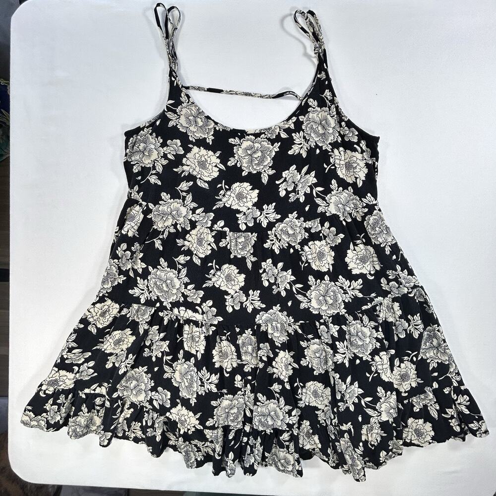 Brandy Melville Black & White Floral Jada Mini Dress - One Size